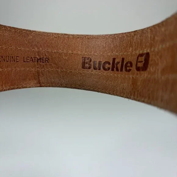 2000s Cracked Leather Look Floral Belt - Picture 6 of 6